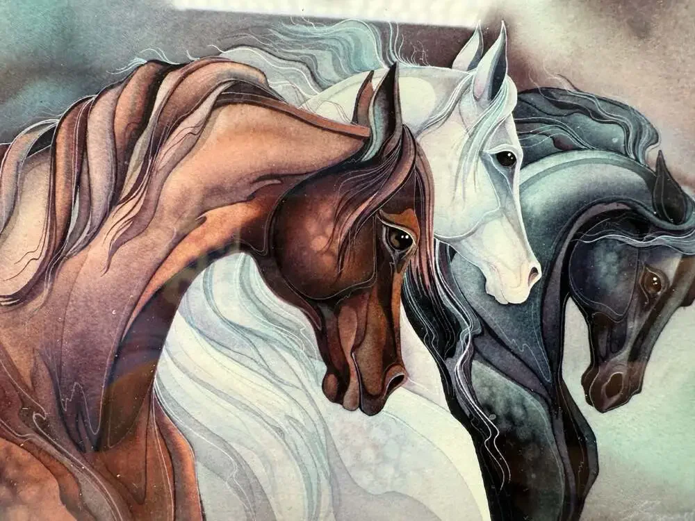 Sisters... Of The Wind by Jody Bergsma, hand signed, Matted and framed
